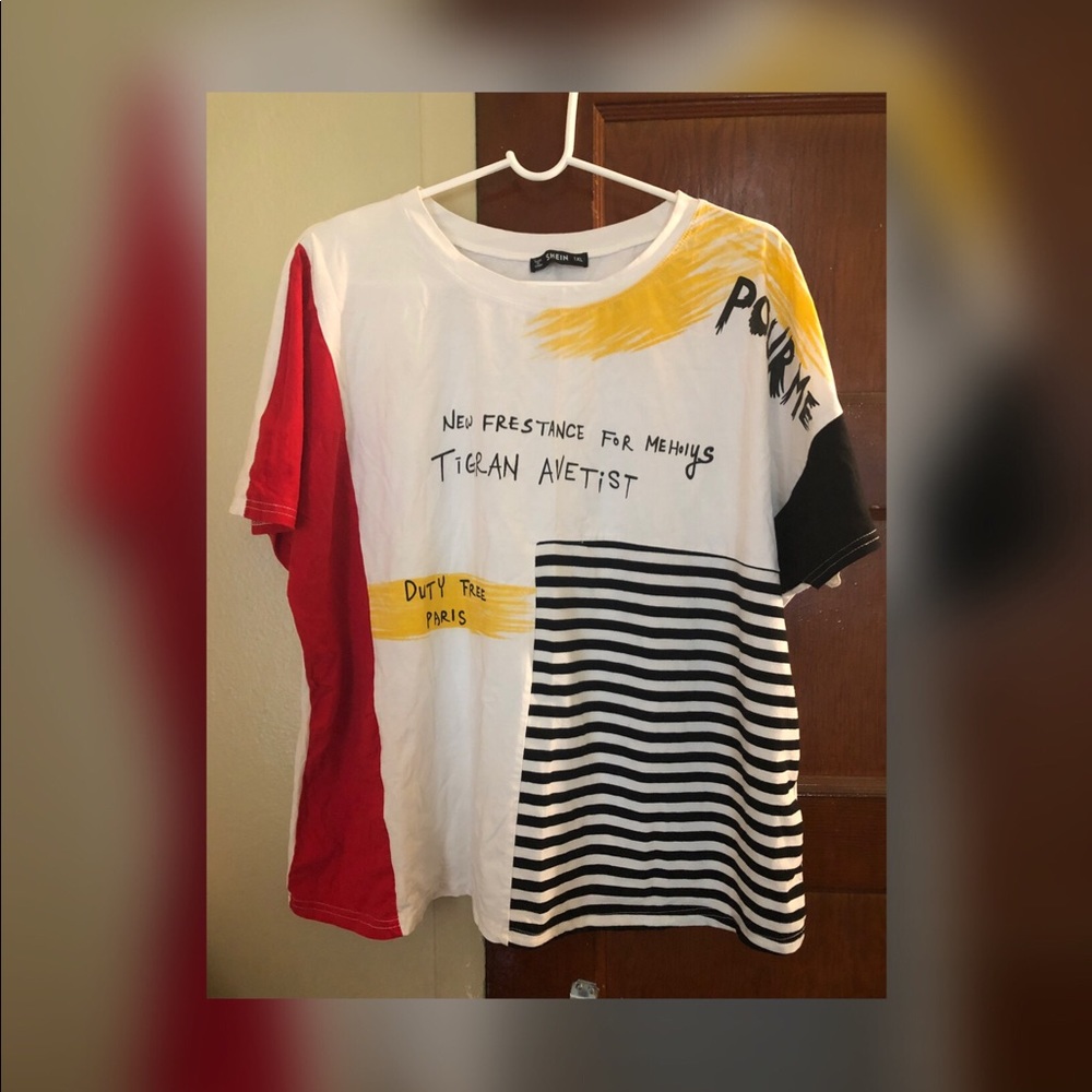 Plus Mixed Print Colorblock Tee